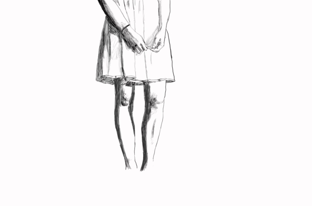 drawing of a woman in a dress
