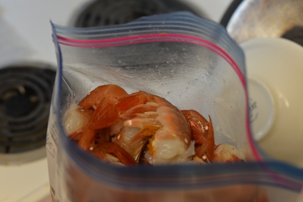 photo of spot prawns (shrimp) in a baggie