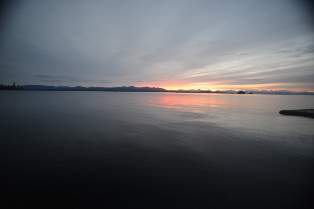 photo of the last of the sunset in winter in southeast alaska on the water